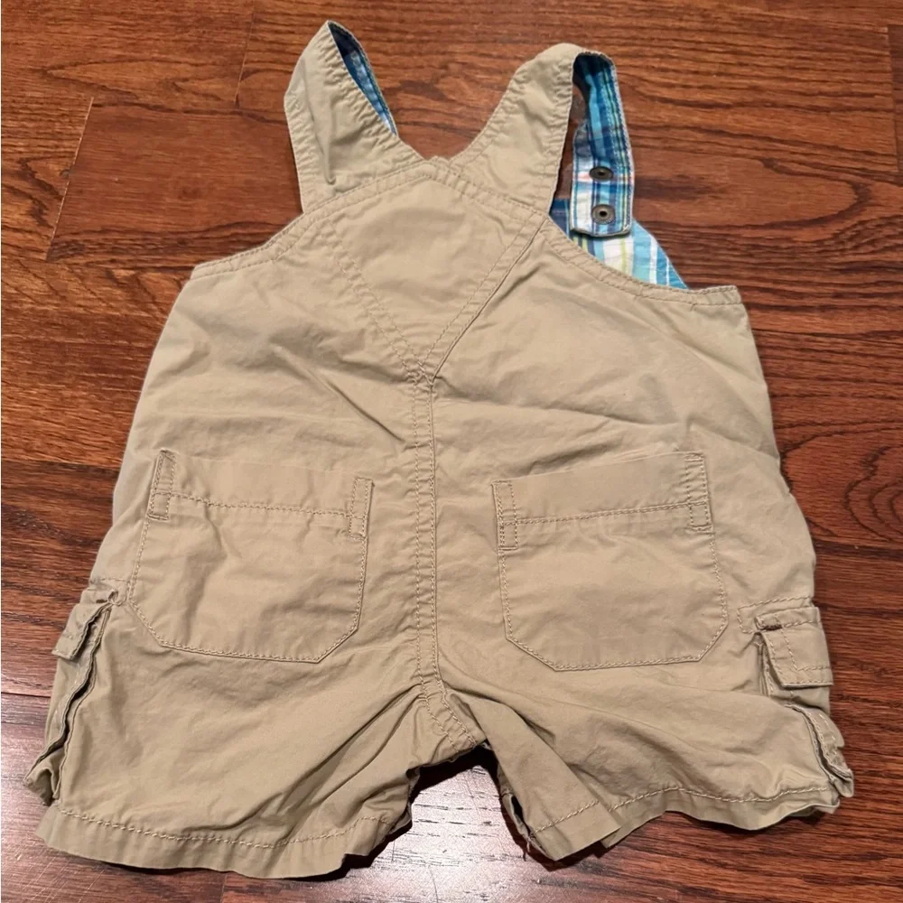3-6 M - The Children’s Place - Tan Overalls with Turtle Embroidery